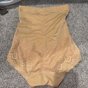 High-Waisted Tan Shapewear with Lace Detail